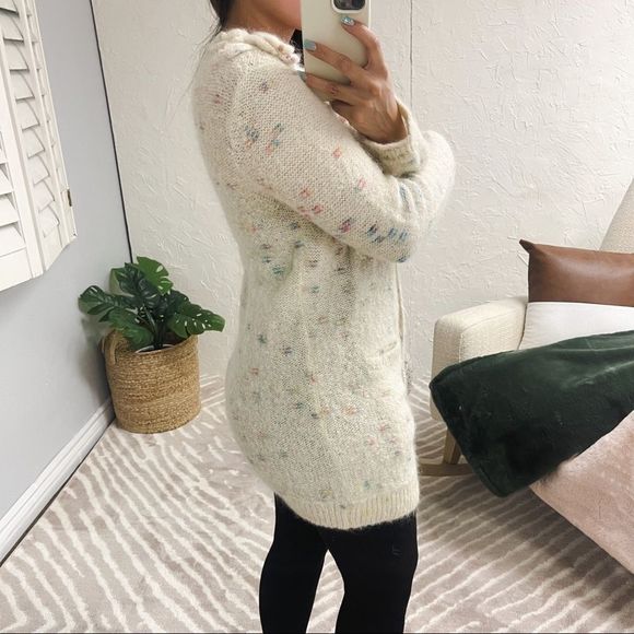 LoveShackFancy Emmanuelle Cardigan Moonrise Sweater Alpaca S Cream Long Flowers - Picture 3 of 14